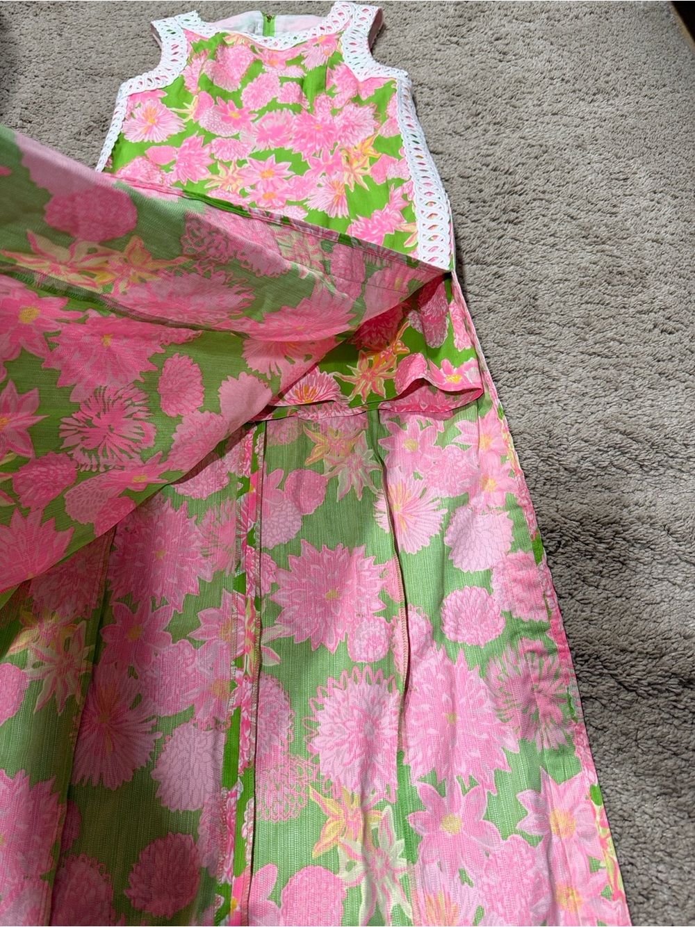 Lilly Pulitzer Sadie Maxi Romper green and pink floral maxi dress with white - Picture 5 of 7